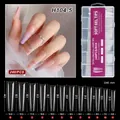 XXXL clear extra long soft gel nail tips in a 240pcs box with 12 different sizes - Clear - Trapezoidal French - H104-5