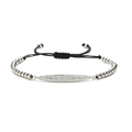 Bracelet ajustable en cordon noir avec breloque en zircon et perles métalliques polies - Style Marquise Incrusté (L)