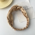 Haarband aus champagnerfarbenem Satin mit Knotendesign und Gummizug hinten - 3# Gold