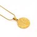 Gold plated zodiac coin necklace with sun and moon engraving on a snake chain - Scorpio