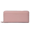 Portafoglio lungo da donna in pelle rosa con grana litchi e chiusura a cerniera lampo - Rosa