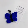 Blue and black knitted worry worm plush toy with emotional support poem gift card - Blue Butterfly