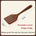 Long handle acacia wood slotted spatula for non-stick pans with hanging hole, 31x8 cm - Mangium 3-Line Spatula / 30*7.5cm