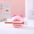 Pink pig cartoon figurine with creative Mahjong text and cotton swab storage feature - 3043 Piggy Container
