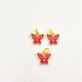Three elegant gold butterfly pendants with micro-set red crystals on white background - Pendant Only / Red