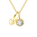 Collier doré en acier inoxydable avec pendentif lettre Y et pierre zircone claire - Lettre Y / Or