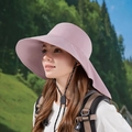 Damen Sonnenhut in Rosa mit breiter Krempe und Nackenschutz zum Wandern - Lila