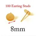 Lot de 100 supports boucles d'oreilles en acier inoxydable doré à tête plate 8mm - Clous 8mm/100pcs / Or