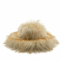 Faux fur winter hat in yellow and brown mix with a fluffy punk style aesthetic - Milk Tea