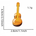 Guitar shaped embroidery patch dimensions 6.9cm by 2.8cm in orange and brown tones - Gradient Guitar