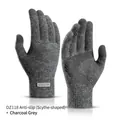 Winter thermal knit gloves for men in charcoal grey with anti-slip sickle pattern - L / DZ118 Charcoal Grey (Sickle Non-slip)