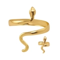 Adjustable golden snake jewelry set featuring a polished arm cuff and matching ring - Gold Snake Jewelry Set B11