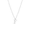 Silver necklace with a pavé zircon letter F pendant on a delicate cross chain - Silver-F