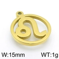 Golden stainless steel Leo zodiac pendant, 15mm circular hollow design DIY accessory - Gold Leo