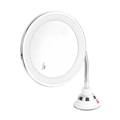 Miroir de maquillage LED blanc avec grossissement 10X et col de cygne flexible - Étendu Flexible