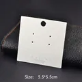 White square earring display card 5.5x5.5cm with Jewelry text on black leather background - With Text (Silver S925) / 4-Hole Stud Earring Card (5.5*5.5cm)
