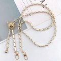 Gold metal and white leather braided crossbody strap with adjustable gold sphere bead - White/Gold