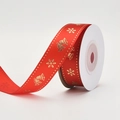 Red Christmas ribbon roll with gold snowflake and bell prints for gift wrapping - Christmas Bell Bronzing / 2cm*10 Yards/Roll