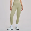Slim fit high waisted quick-dry yoga pants in sage green with seamless compression fabric - S / Moss Green