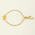 Adjustable 18K gold-plated titanium steel box chain bracelet featuring letter B pendant - Gold B