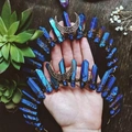 Couronne de déesse lunaire en cristal bleu avec quartz et pendentifs croissants - Style Lune Cristal Bleu (2) / Bleu