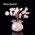 Handmade rose quartz crystal money tree in a gourd-shaped glass base for home decor - Rose Quartz (18 Grains) Fish Tank Jar Tree