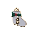 Christmas snowman alloy charm with white sock design and letter B for DIY jewelry - White Christmas Sock with Letter B