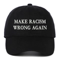 Berretto da baseball in cotone nero con ricamo bianco Make Racism Wrong Again - Nero / Regolabile