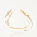 Detail view of the golden leaf headband showing 16g weight and 2cm width specifications - Metal Headband-4 Ears of Wheat