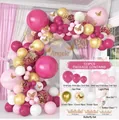 123pcs hot pink and gold balloon arch kit with metallic butterflies for party decor - Rose Red Set 04