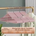 Non-slip cherry pink metal hangers in 40.5cm width with trace-free shoulder design - Nordic Pink (Standard 40g)