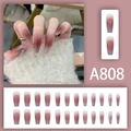 Uñas postizas largas trapezoidales con degradado blush y acabado gelatina rosa roja - Degradado Marrón Rojizo (A808)