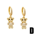 Boucles d'oreilles dorées avec pendentif ours papillon et zircons blancs pour femmes - Ours (D)