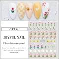 Waterproof ultra-thin nail art stickers featuring red tulips and daisies on sheets - Model JO-1775