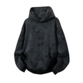 Oversized washed charcoal grey hoodie in heavy cotton with a vintage faded texture - Black