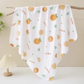 Soft cotton baby swaddle blanket featuring orange patterns and 心想事橙 printed design - Lucky Orange