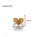 Adjustable V-shaped stainless steel ring in gold finish with textured dotted surface - V-Shape Dotted (MN325)