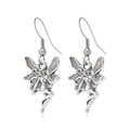 Détails de boucles d'oreilles fées argentées avec finition vintage et crochet - Fée Ailée