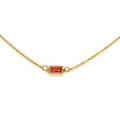 Minimalist 18k gold plated titanium necklace with rectangular red gemstone pendant - Gold Base Rose Red Gemstone