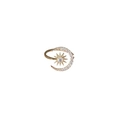 Exquisiter offener Sonnen und Mond Ring in Gold mit funkelnden Zirkonia Steinen - Sonne Mond/Offen / Gold