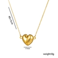 Collar de clip de acero de titanio bañado en oro de 18K con colgante de corazón de 17mm - Dorado