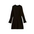 Detail of black rib-knit fabric texture on long-sleeve bodycon dress for women - S / Black