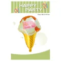 Ice cream foil balloon with green cream and yellow cone for sweet party decor, 68.5x47cm - Matcha Ice Cream Cone