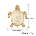 Détails du pendentif tortue en opale avec dimensions de 19mm par 16mm - A0018-Tortue Opale Multicolore Or