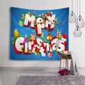Blauer 3D Merry Christmas Wandteppich mit festlichem Schmuck für die Wohnheimdekoration - Stil 7-Dunkelblaue Nacht 3D Weihnachten