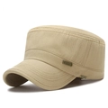 Khaki katoenen platte militaire pet met JEANS-embleem voor optimale zonbescherming - Eén Maat(Verstelbaar) / Beige