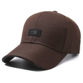 Men's casual baseball cap in dark brown canvas with embroidered China charm patch - Adjustable / China Charm Coffee