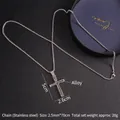 Collar cruzado minimalista con rayas en acero inoxidable y aleación para hombre y mujer - Cruz Rayada (Cadena de Acero)