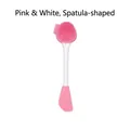 Dual-ended pink and white silicone facial cleanser brush and mud mask applicator - Double-headed Knife-shaped / Pink & White