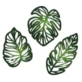 Dreiteiliges Set aus grüner Wanddekoration aus Holz mit Tropenblatt-Motiven - KY2015/3er-Set/Grün